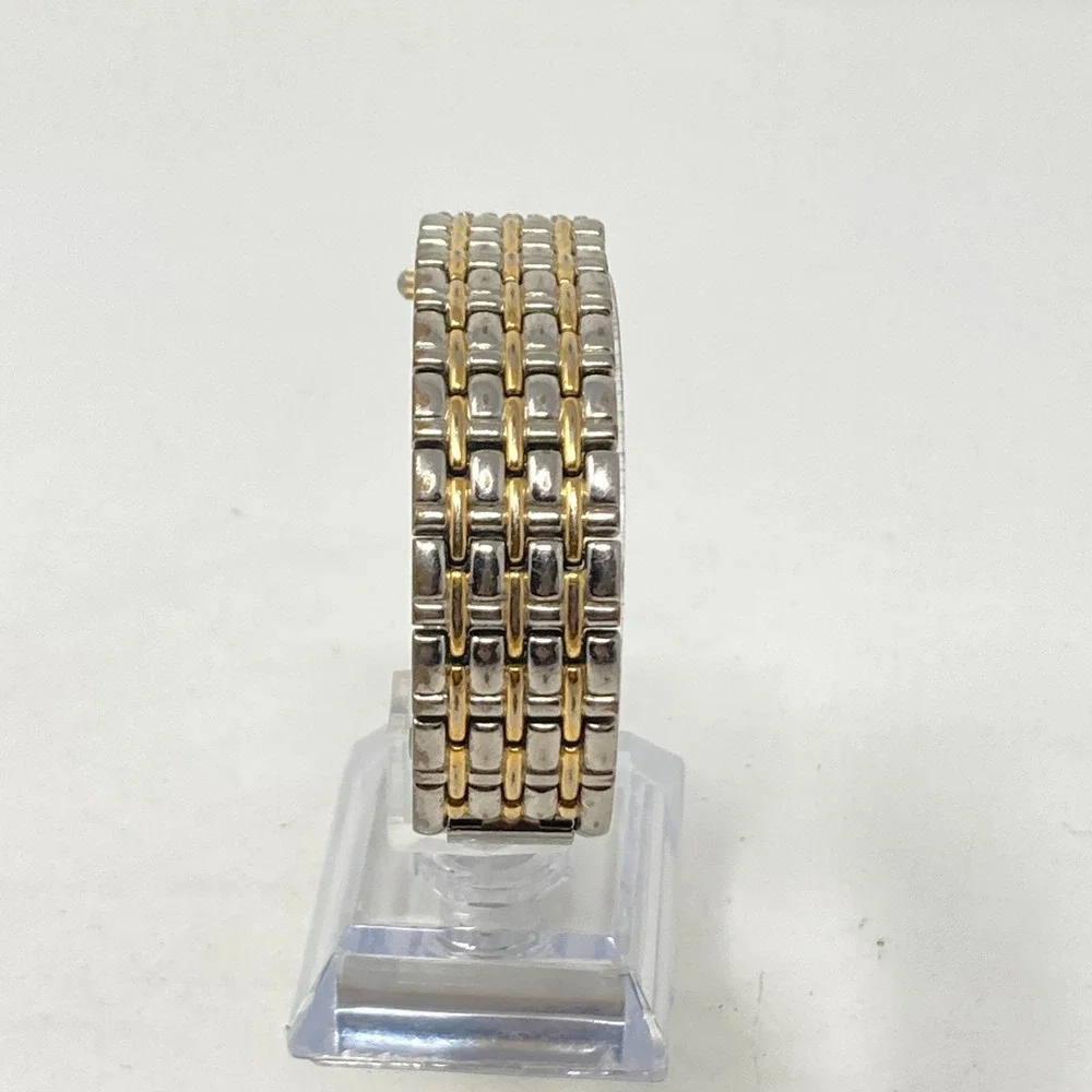 Pulsar Womens Watch 17mm White Dial Two Tone Crystal V810-X056 New Battery 7.25